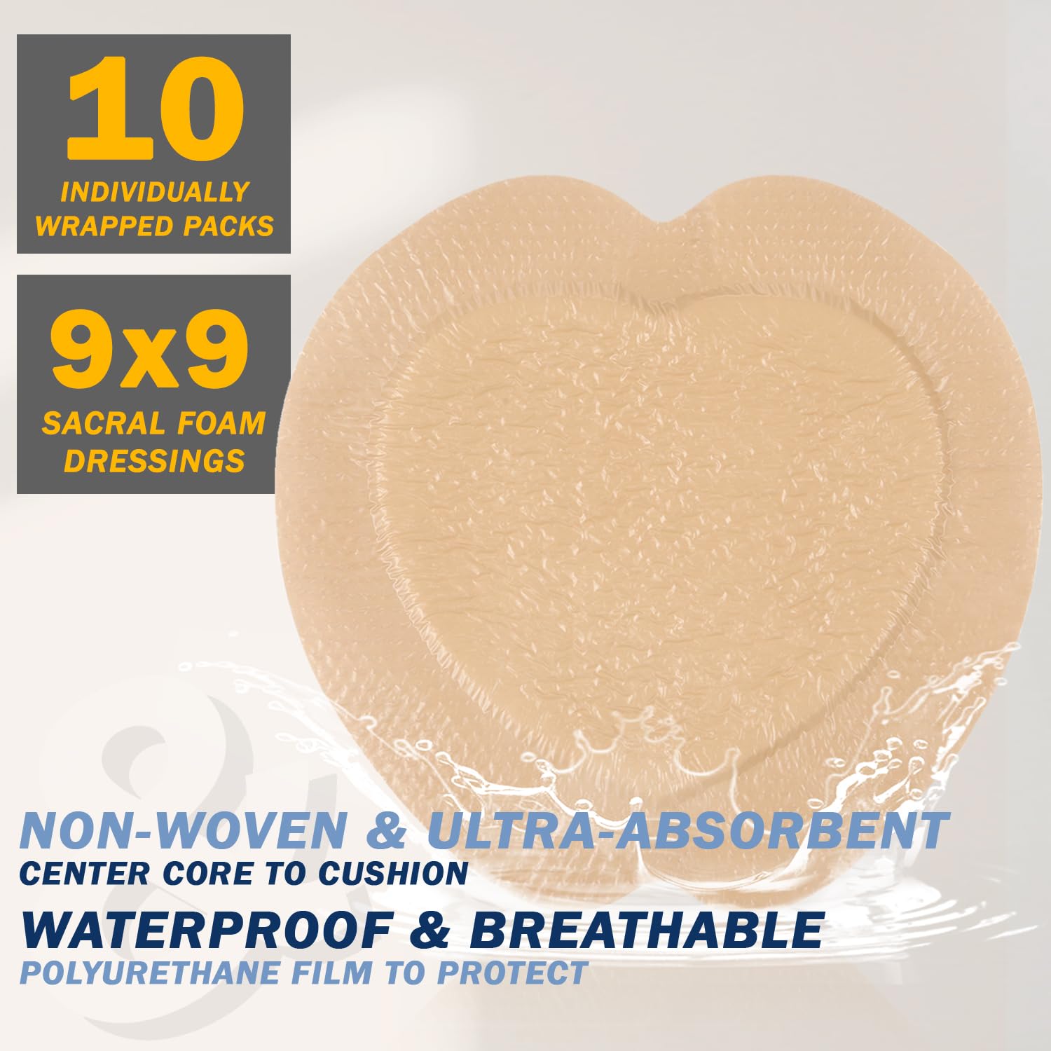 Everlit Sacrum Foam Dressing forms waterproof seal protecting wound area.