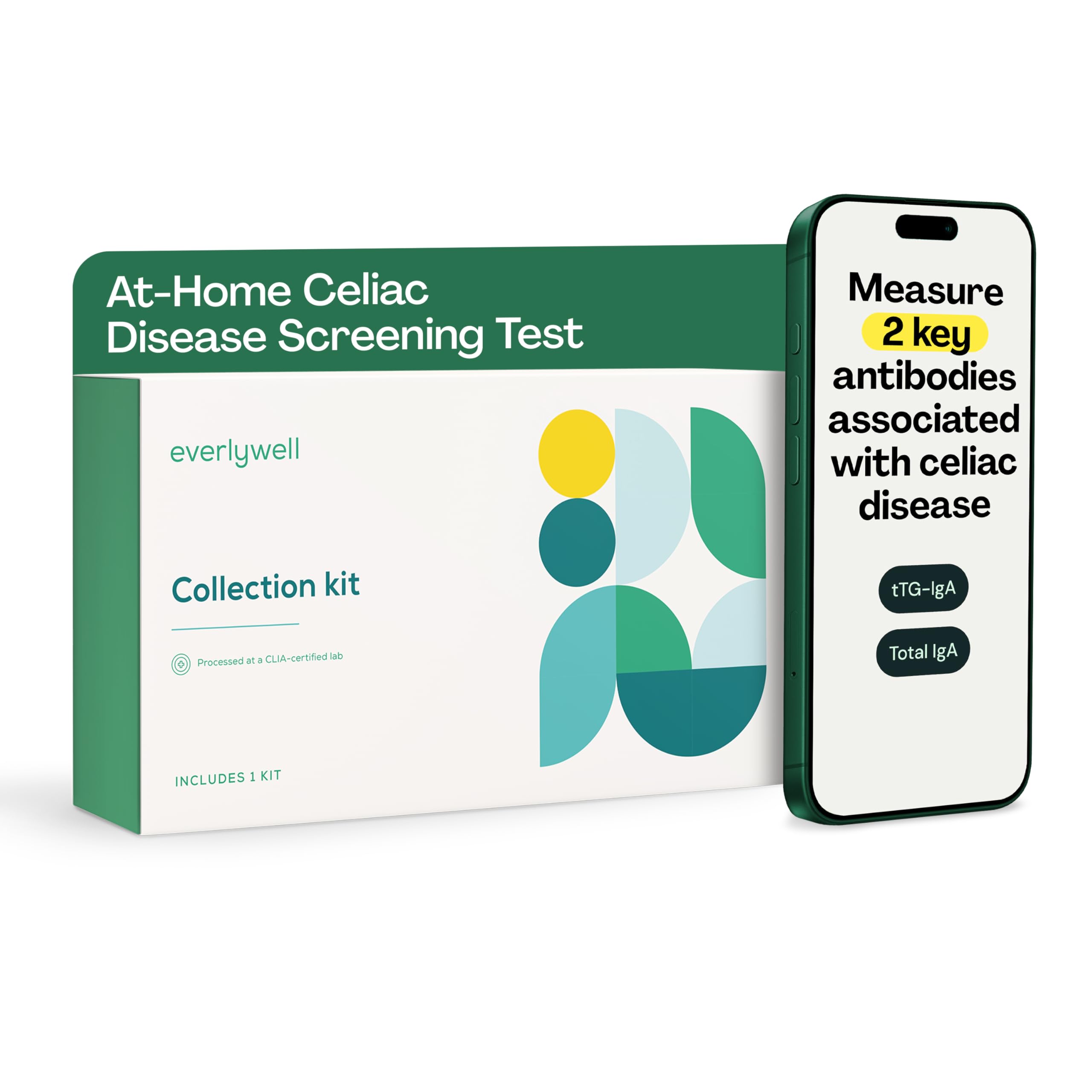 Everlywell celiac screening kit front view for at-home testing convenience