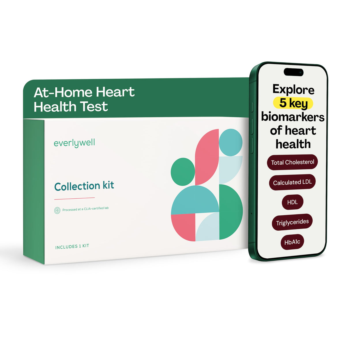 Everlywell heart health at-home kit for cholesterol and HbA1c insights.