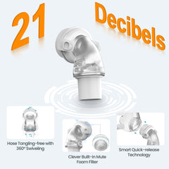 Everness elbow with mute foam diffuses airflow to reduce noise.