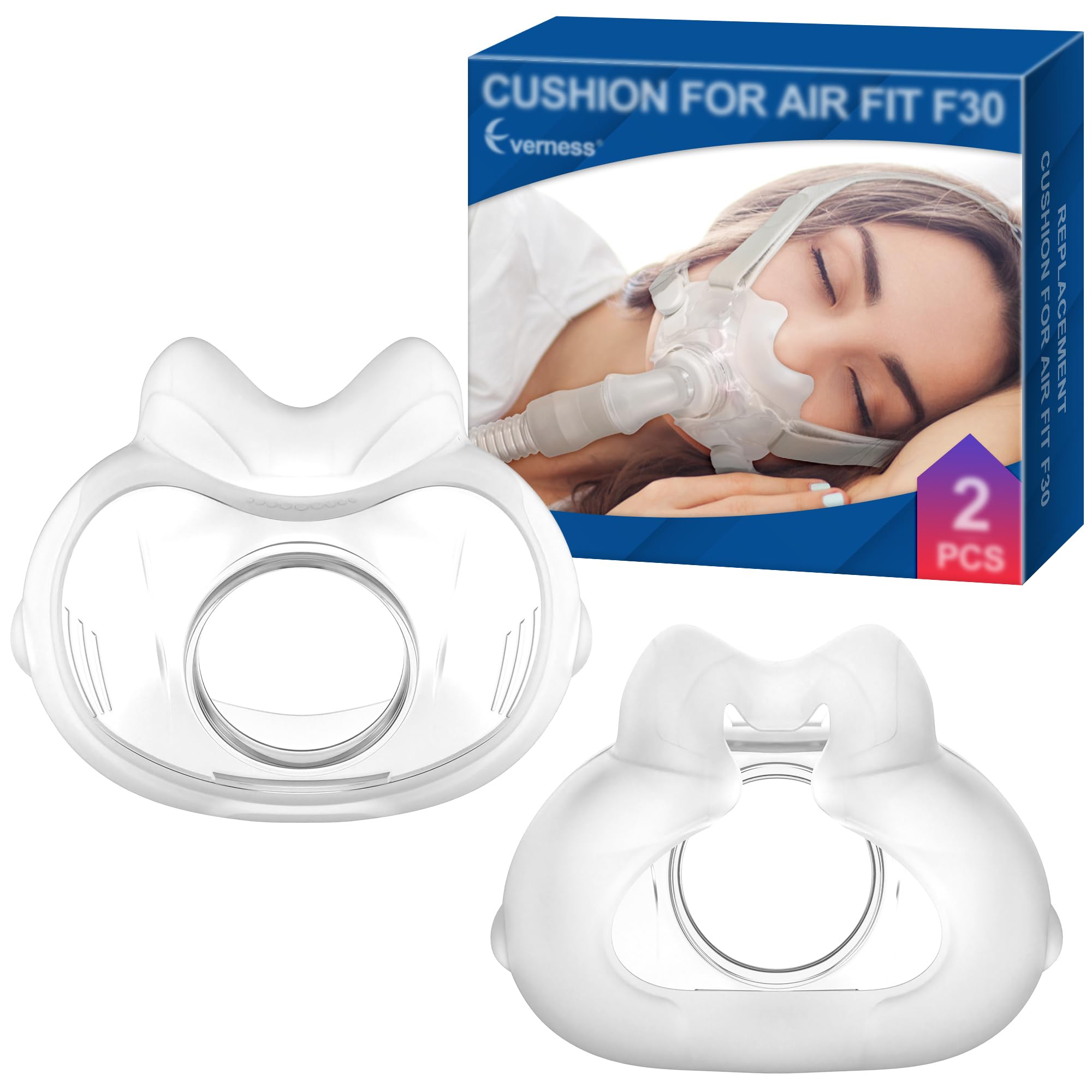 Everness F30 cushion in soft silicone with minimal facial contact.