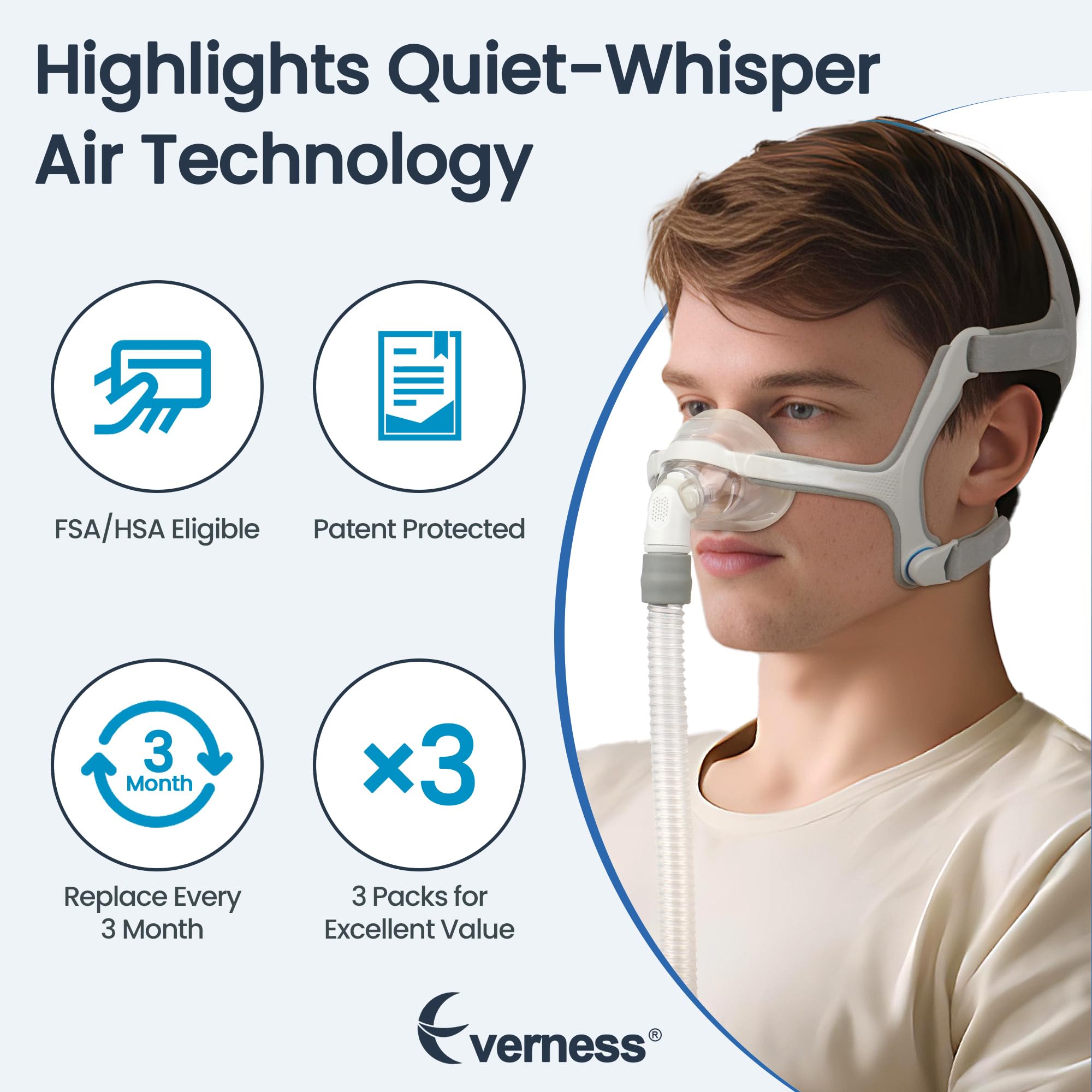 Everness n20 smart quiet venting reduces noise for smoother therapy.