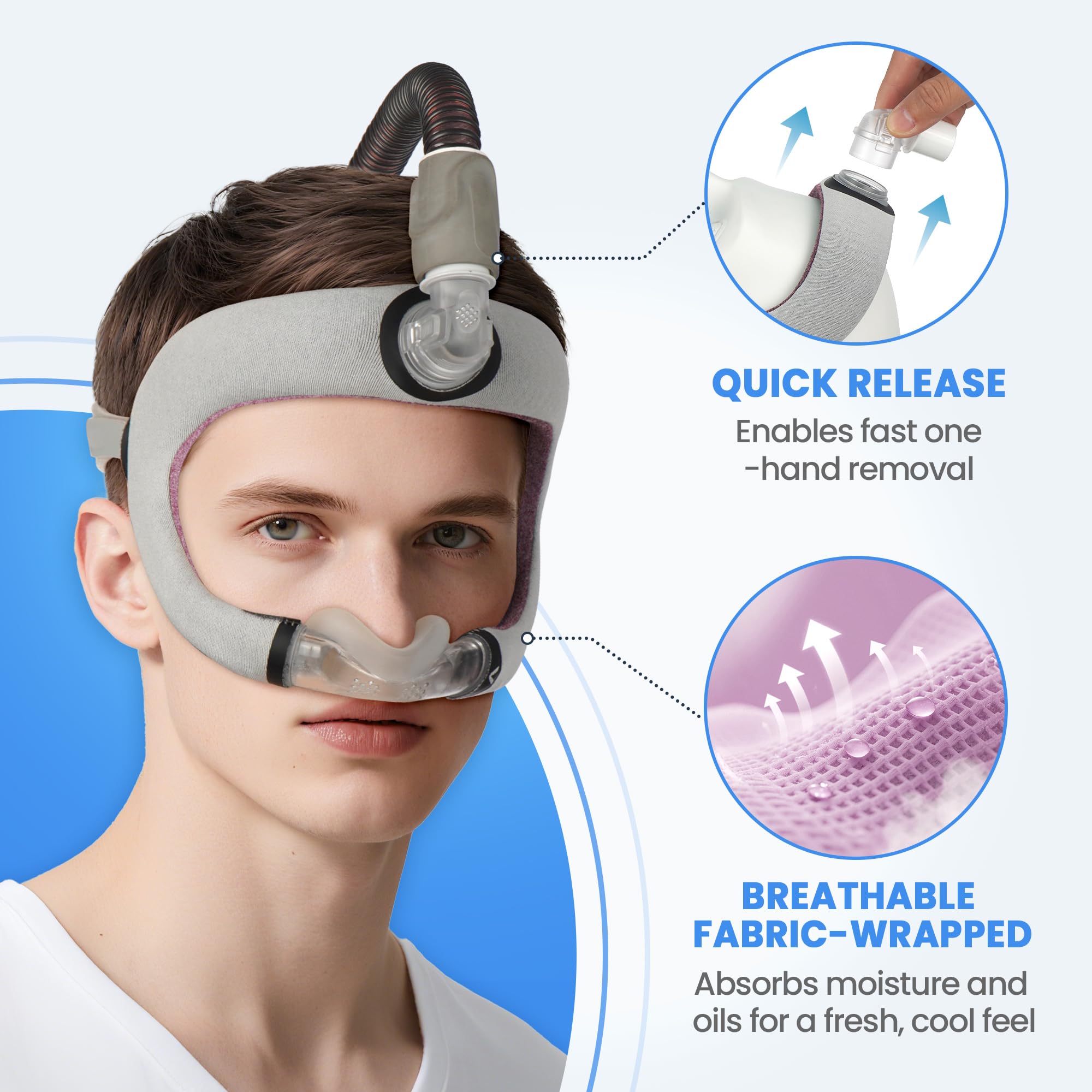 Ultra-lightweight frame reduces facial pressure for a natural sleeping experience.