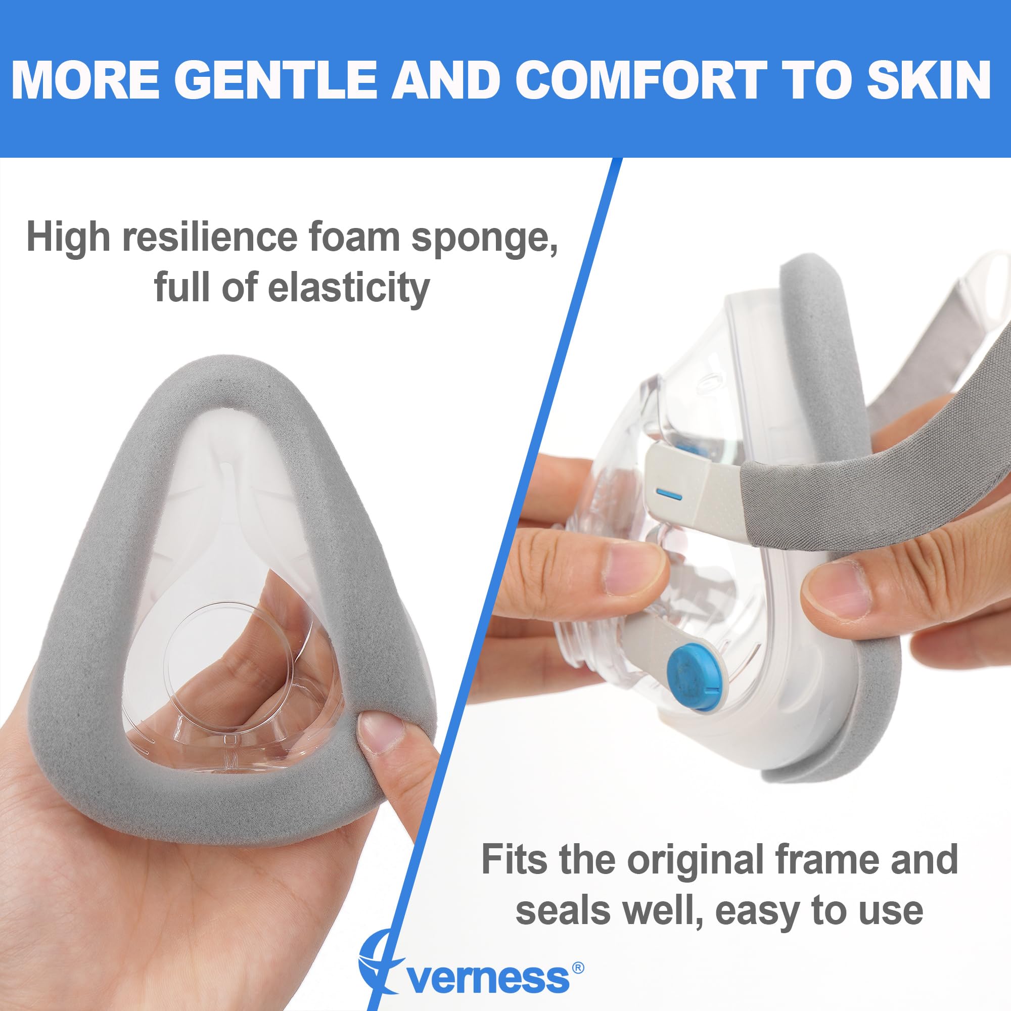 Everness soft foam cushion highlights flexible seal around the cheeks for comfort.