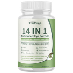 EVERVISION 14-in-1 eye formula bottle with capsules for daily eye nourishment.
