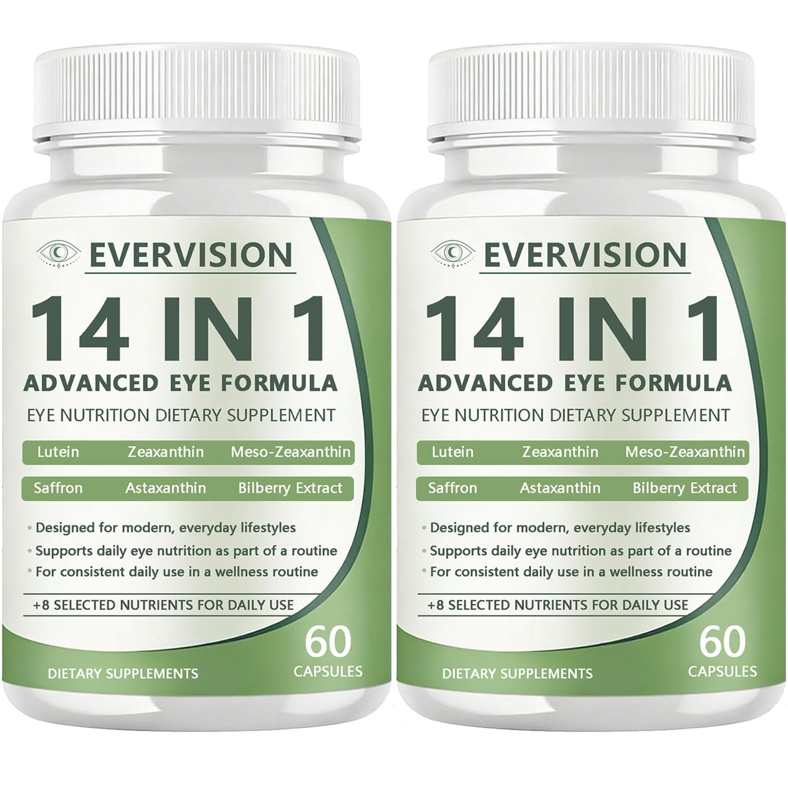Evervision14 bottle-front shows 14-in-1 eye formula for daily support.