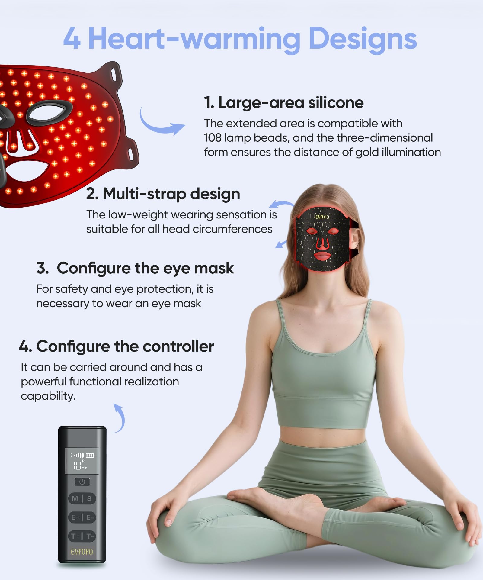 EVFOFO 850nm infrared light visualization highlights deeper coverage for skin care.