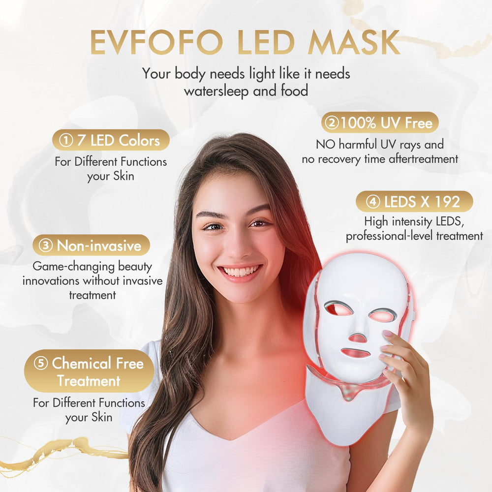 EVFOFO red light mask side view showing ergonomic, comfortable fit
