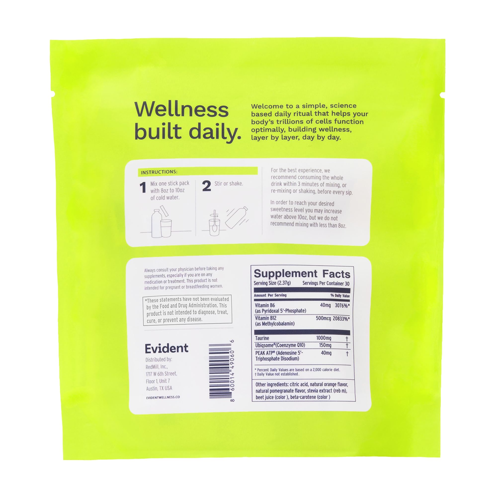 EVIDENT WELLNESS Ageless Energy packaging on shelf signals premium daily use.