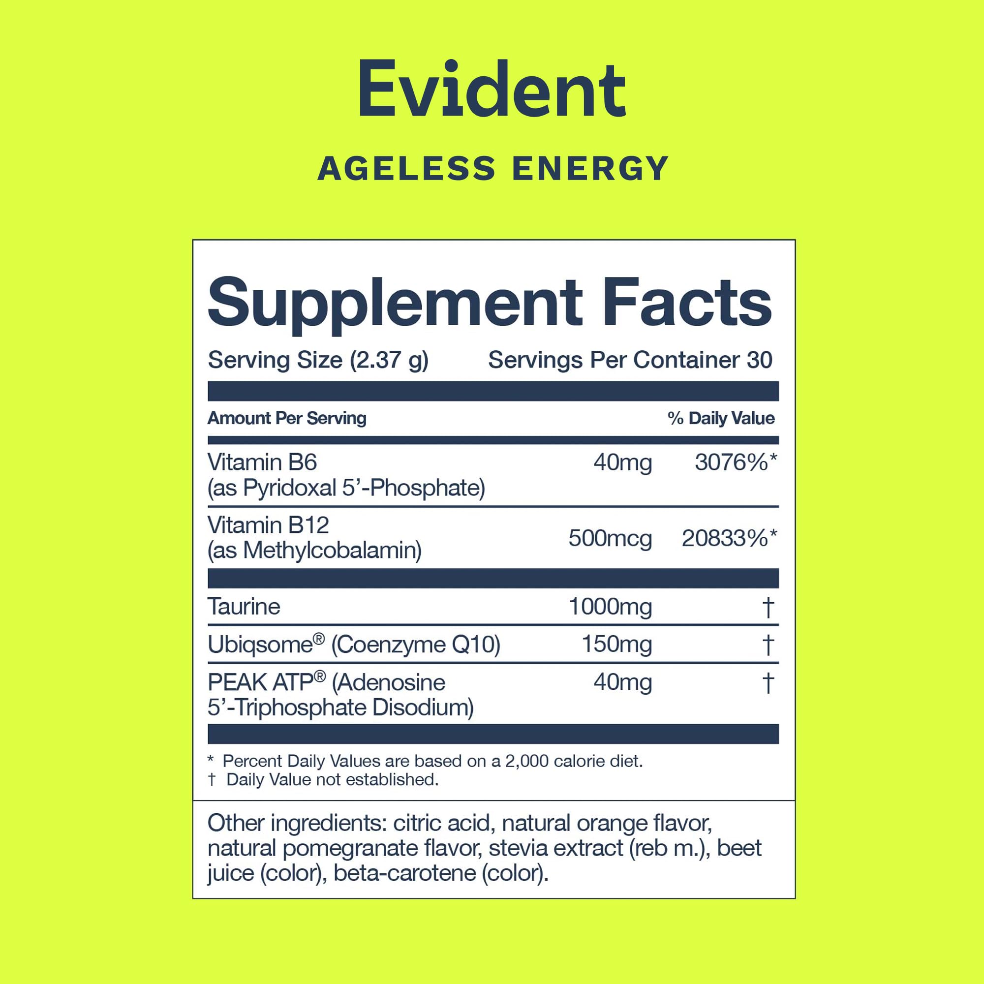 EVIDENT WELLNESS Ageless Energy Peak ATP visual indicating muscular support.