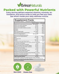 Close-up of EvinceNaturals BalancePlus label highlighting vitamin blend