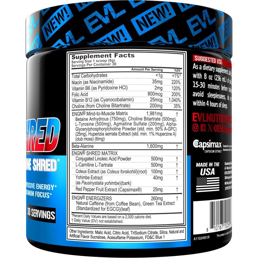 ENGN Shred scoop close-up shows precise dosing for workouts.