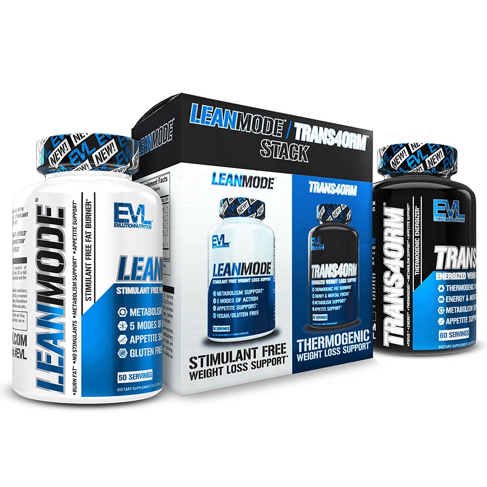 Evlution Trans4orm thermogenic bottle front promoting energy and fat-burning support.