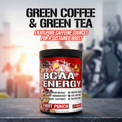 EVL BCAAs Energy powder scoop illustrates precise serving for consistency