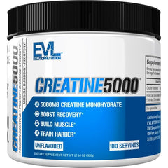 EVL Creatine5000 tub front view highlighting the product