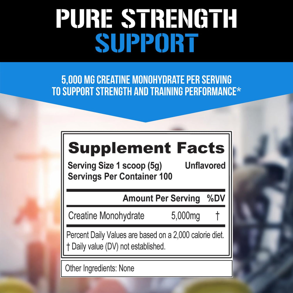 EVL Creatine5000 unflavored powder poured into water bottle