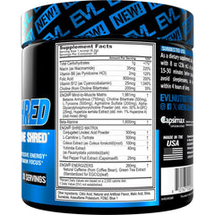 EVL Ultimate Pre Workout Blue Raz powder scoop ready for a quick energy boost.