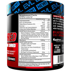 EVL Ultimate Pre Workout ingredients blend highlighting beta alanine and agmatine.
