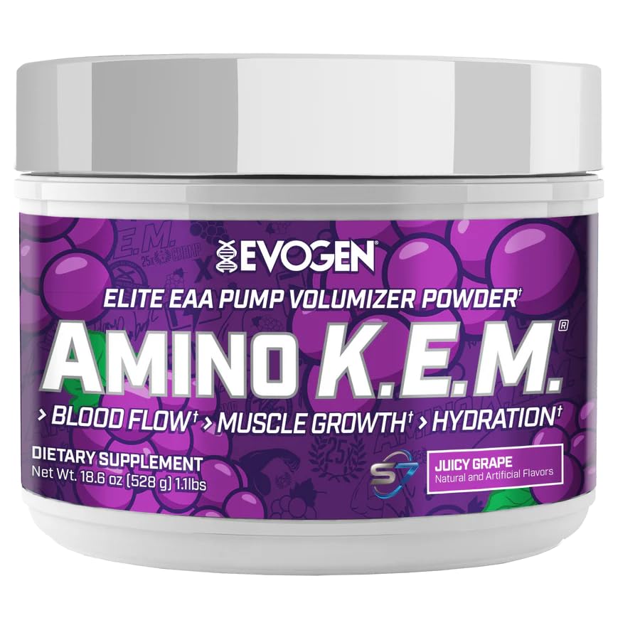 Evogen Amino K.E.M. bottle pour demonstrating easy daily dosing for recovery support