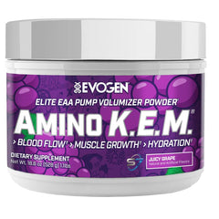 Evogen Amino K.E.M. bottle pour demonstrating easy daily dosing for recovery support
