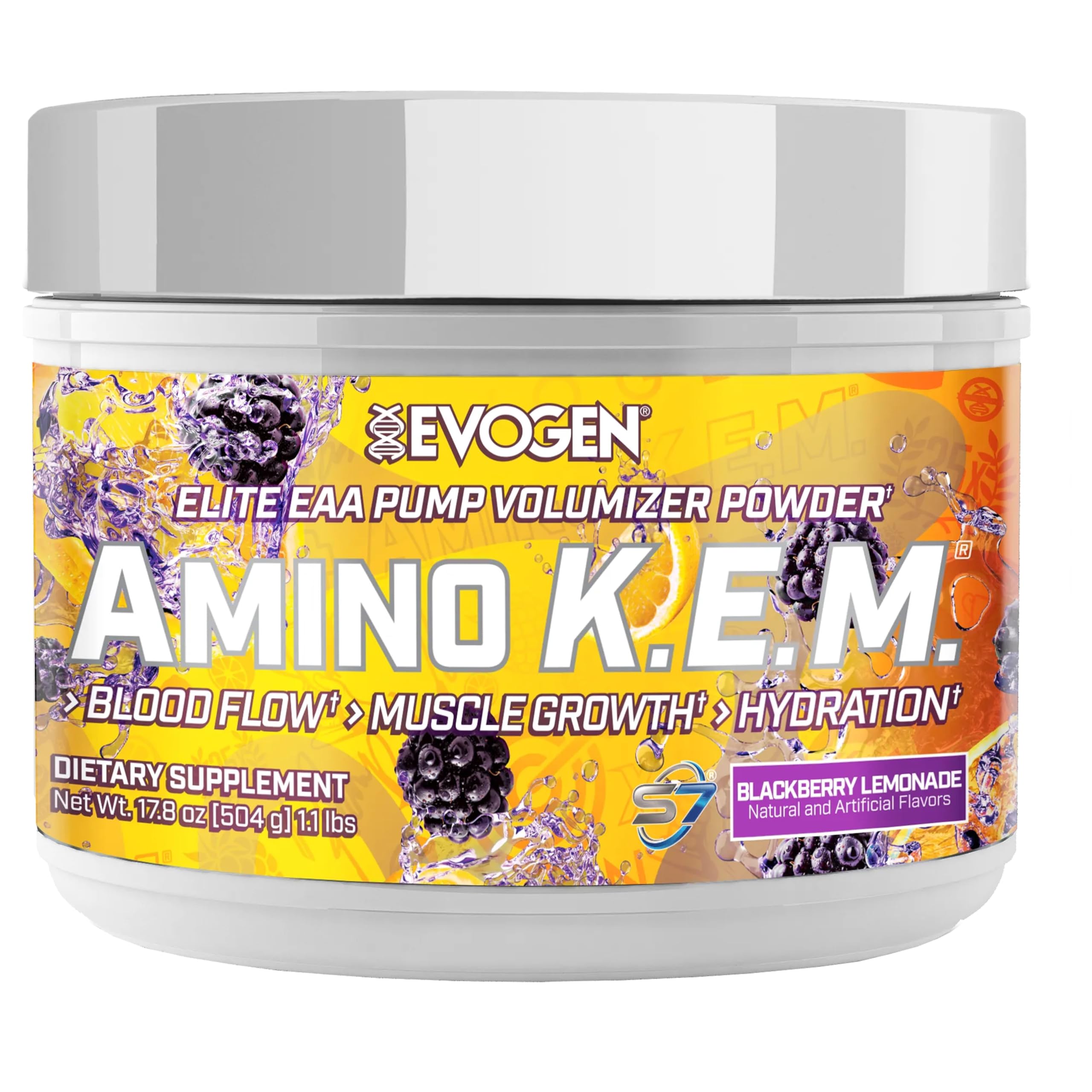 Evogen Amino K.E.M. bottle front for quick workout supplementation