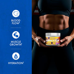 Evogen Amino K.E.M. bottle pour shows convenient intra-workout serving
