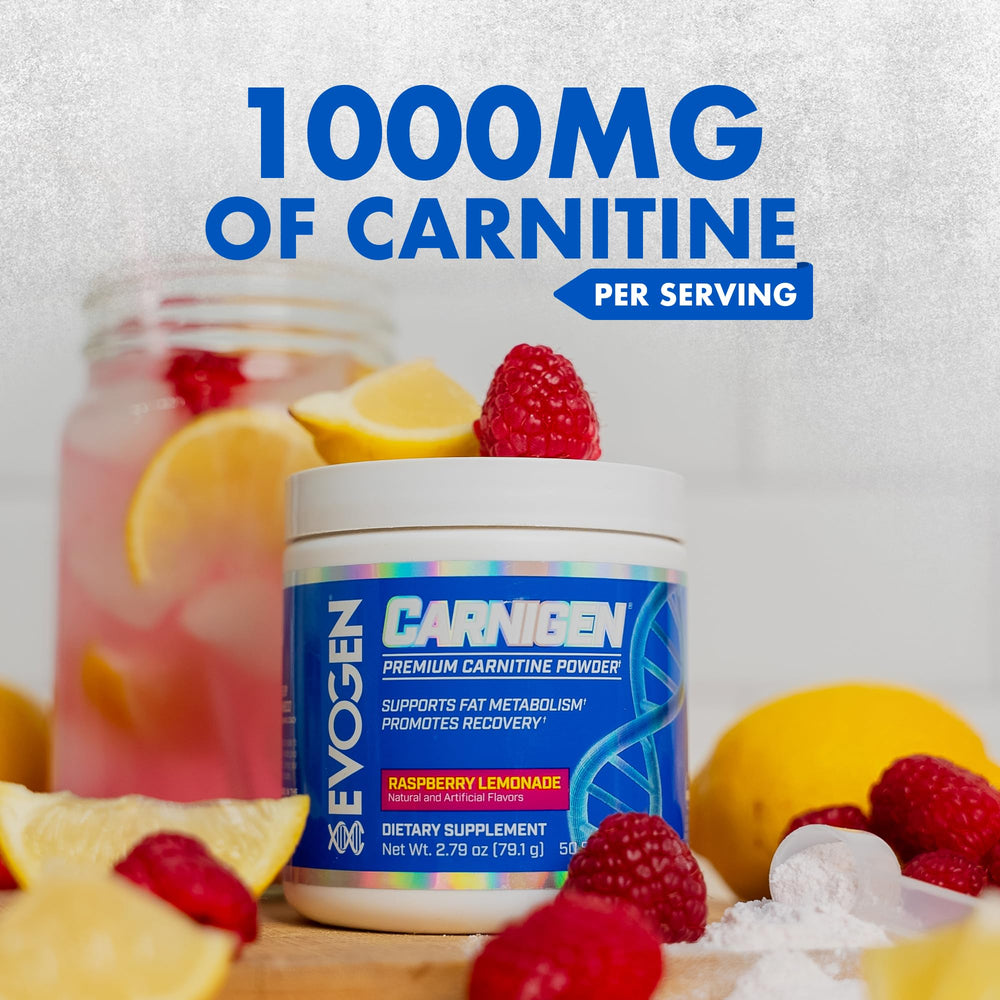 Evogen Carnigen BioPerine blend close-up showing absorption support