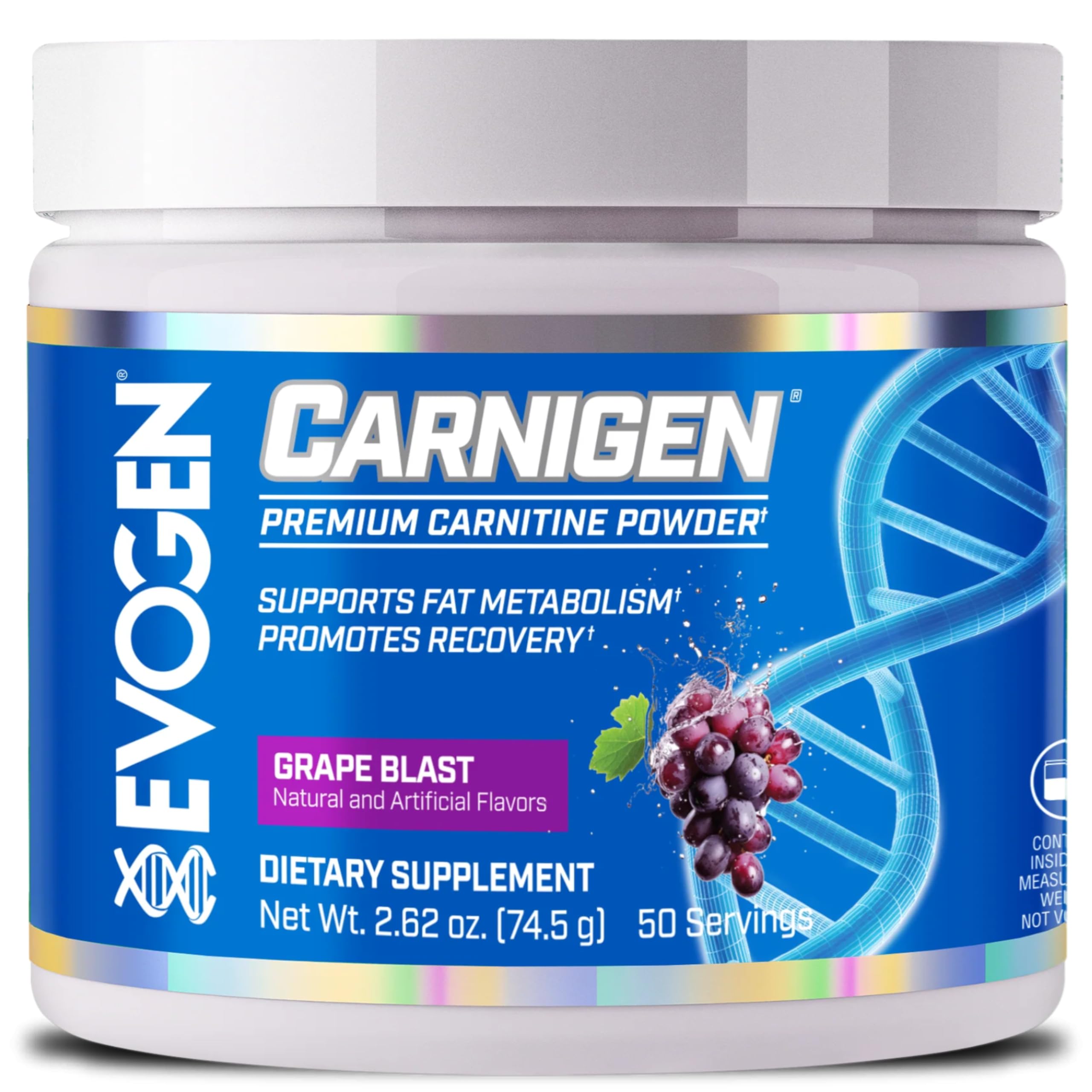 Evogen Carnigen bottle front view highlights stimulant-free fat metabolism support