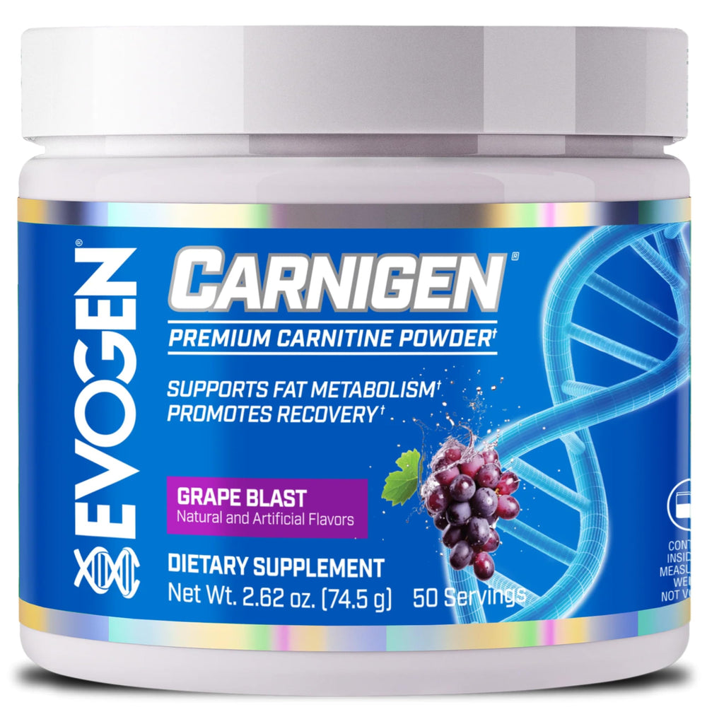 Evogen Carnigen bottle front view highlights stimulant-free fat metabolism support