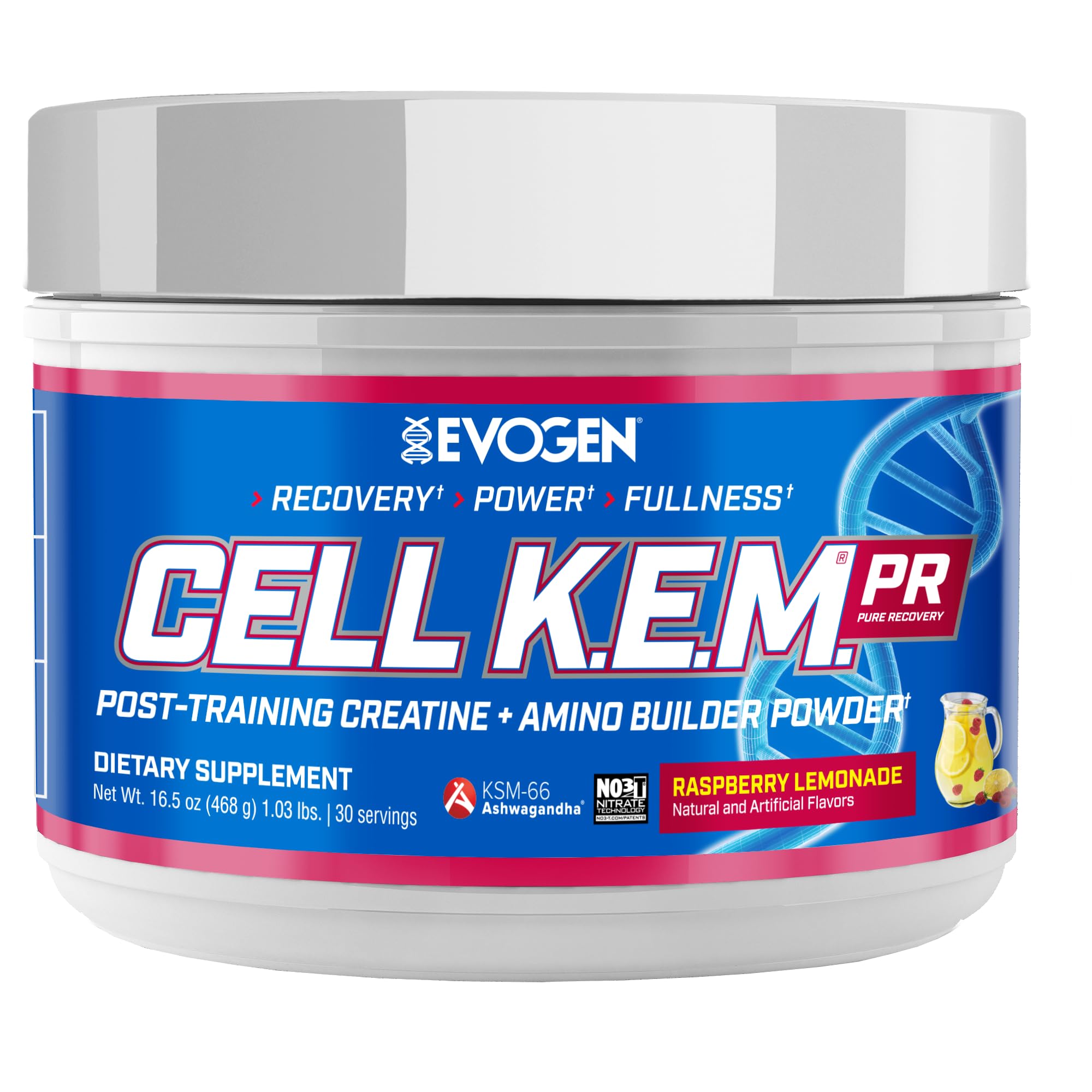 Evogen Cell K.E.M. PR V2 tub for post-workout recovery and muscle support.