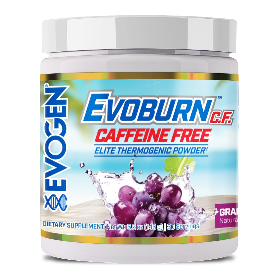Evogen Evoburn Caffeine Free grape blast bottle promotes clean energy and focus.