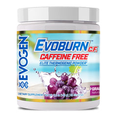Evogen Evoburn Caffeine Free grape blast bottle promotes clean energy and focus.