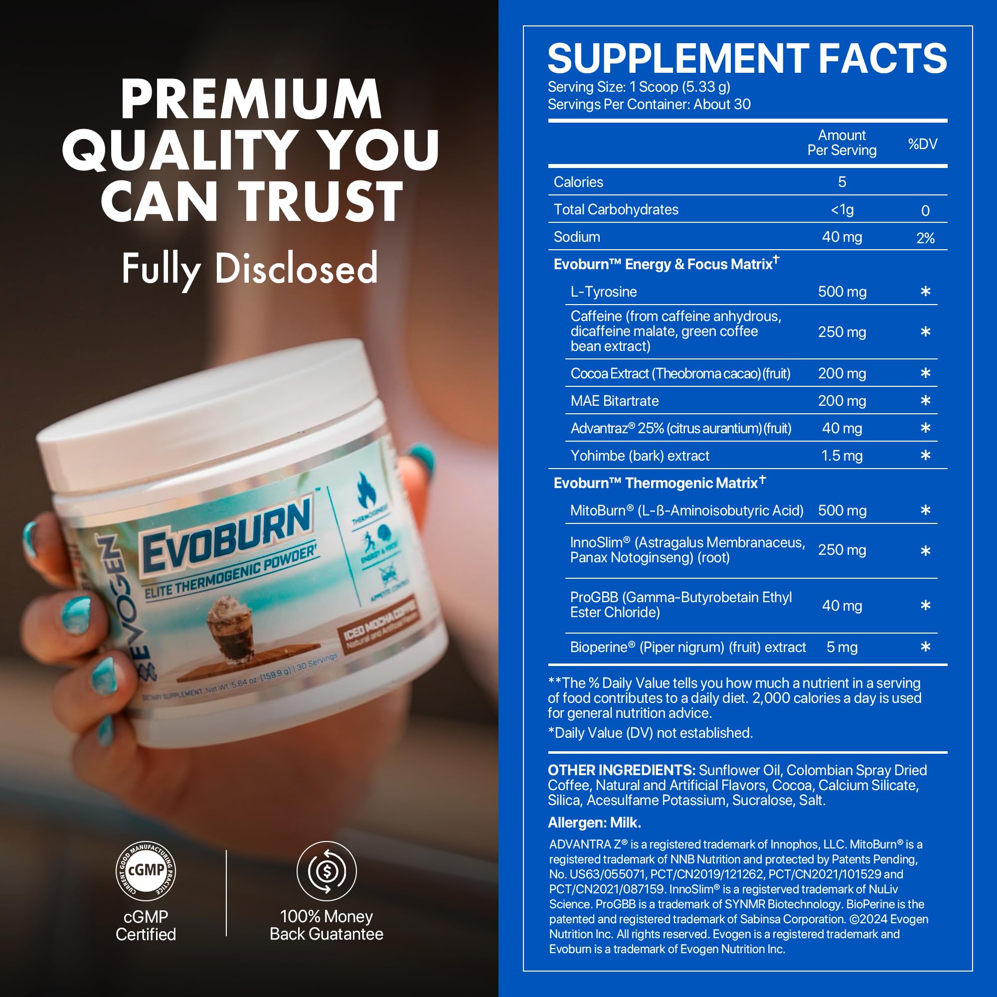 Evogen Evoburn mug with iced mocha flavor for morning focus