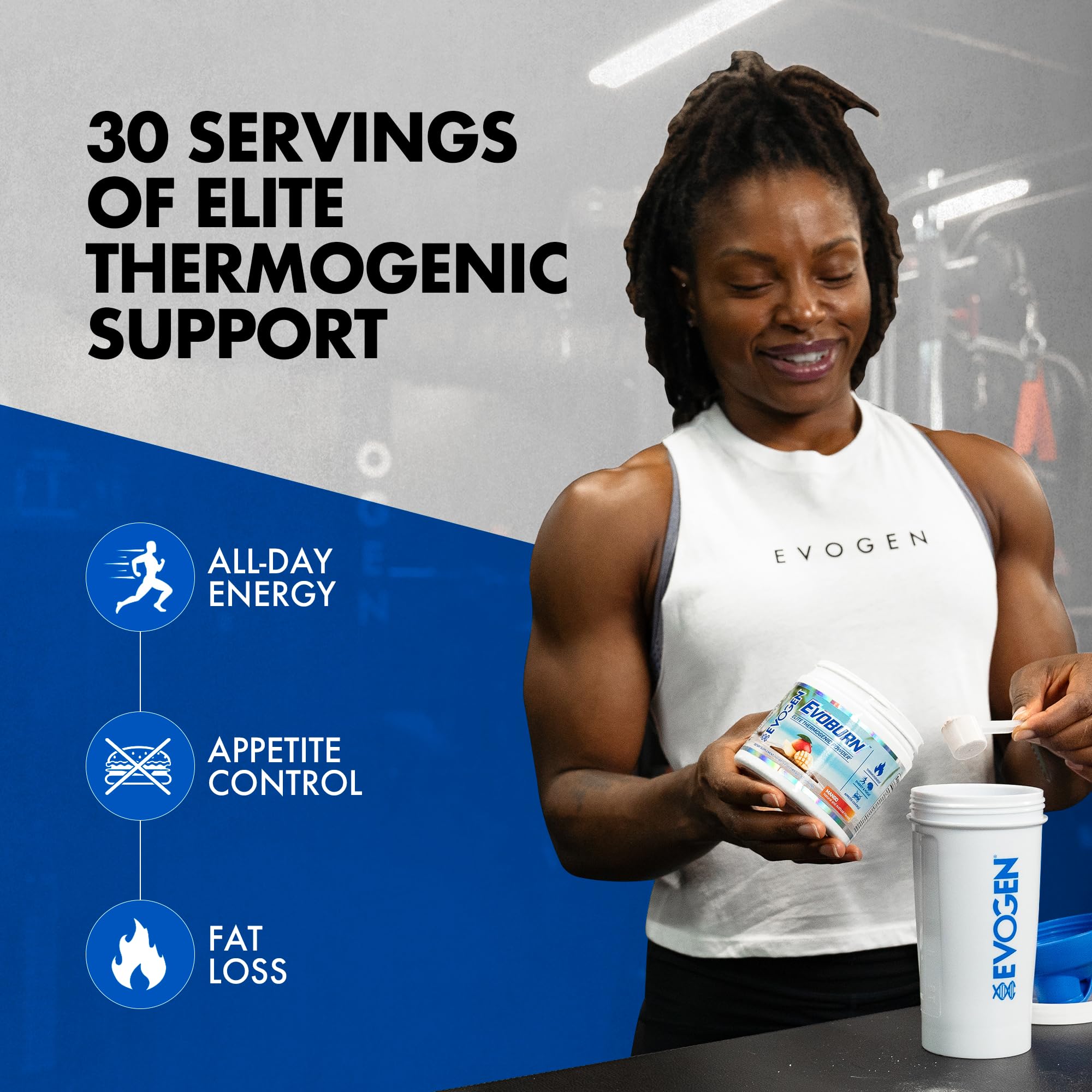 Evogen Evoburn mango in use during training emphasizing focus and energy