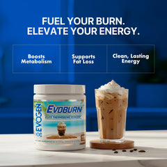 Evogen Evoburn scoop with powder visible for precise dosing