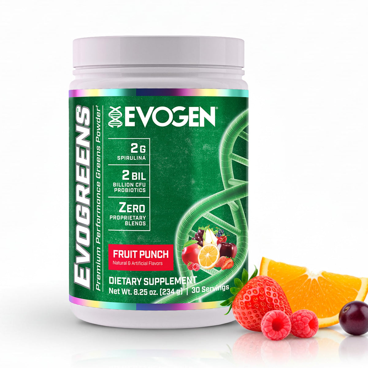 Evogen Evogreens bottle pour: convenient greens boost for daily wellness.