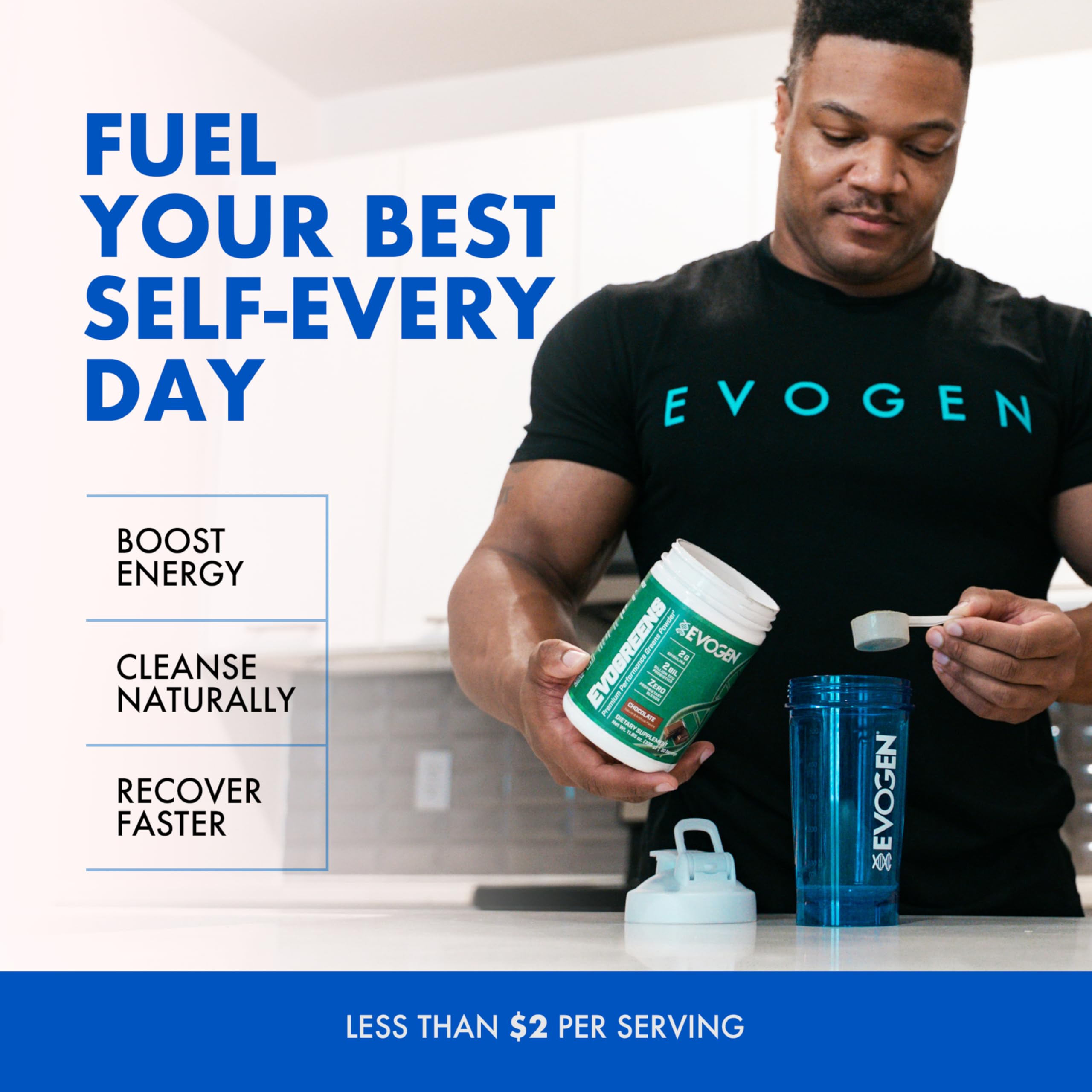 Evogen Evogreens daily-use spoon measures servings precisely.