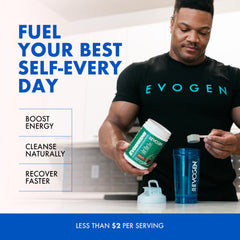 Evogen Evogreens daily-use spoon measures servings precisely.