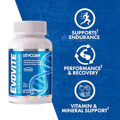 Pills inside Evogen Evovite bottle ready for daily supplementation