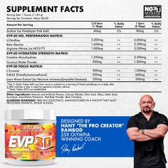 Evogen EVP-3D bottle with arginine nitrate highlighting improved blood flow potential during workouts.