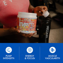 Evogen EVP-3D bottle shot emphasizes beta-alanine for enduring performance.