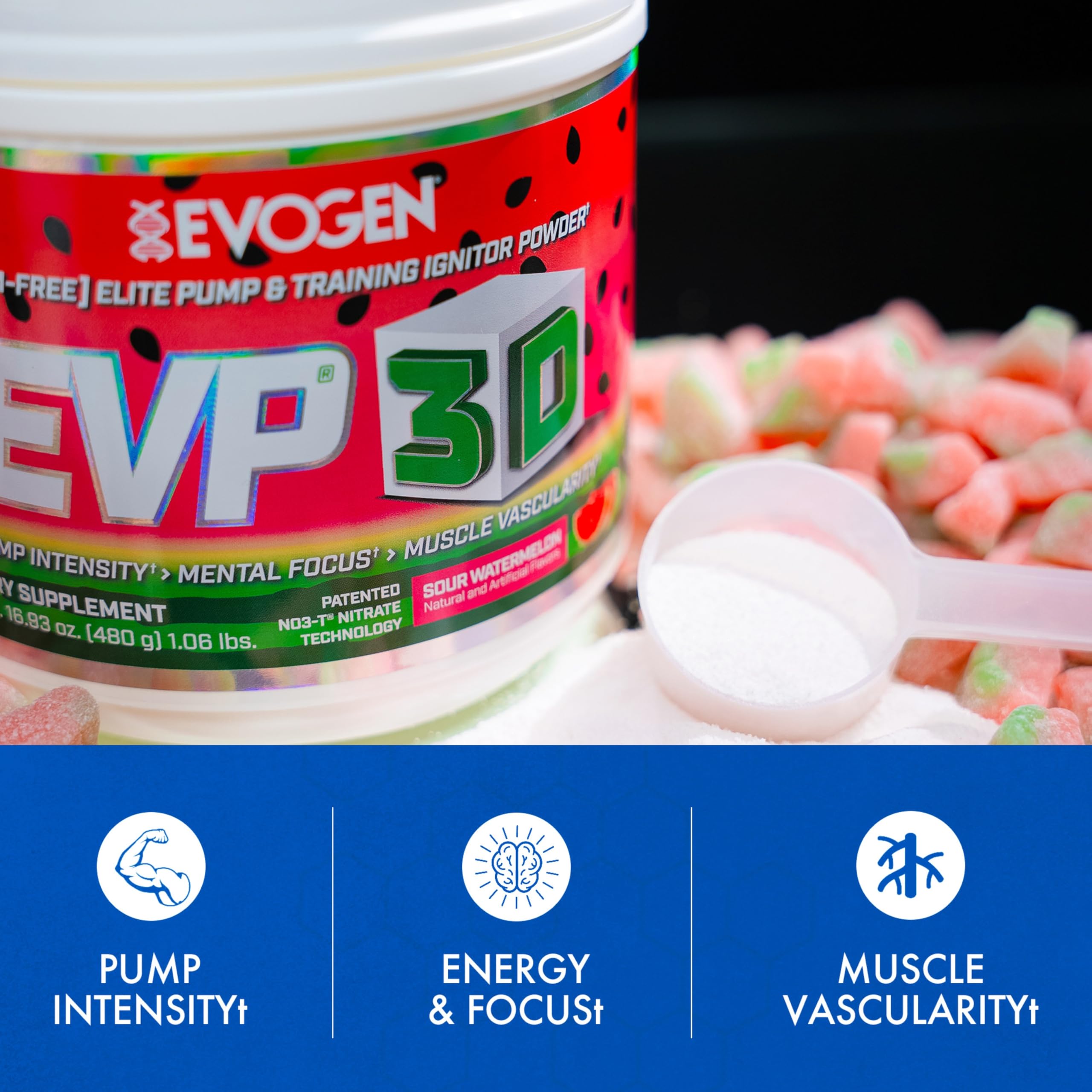 Ingredients area featuring creatine monohydrate and coconut water for hydration and performance.
