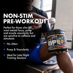 Evogen EVP 3D label detail emphasizes L-Citrulline and Arginine Nitrate for pumps