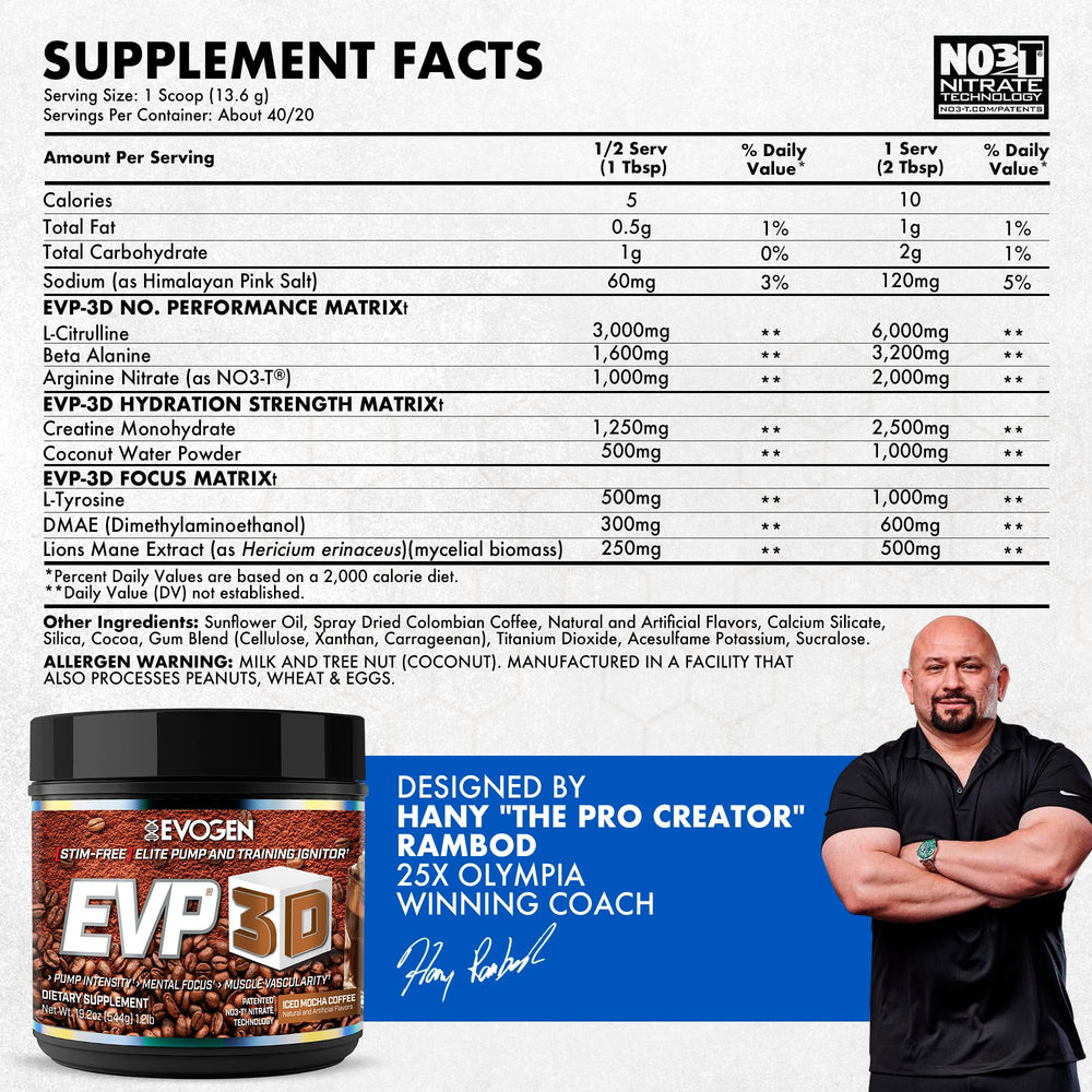 Evogen EVP 3D scoop measuring a precise serving for consistent results.