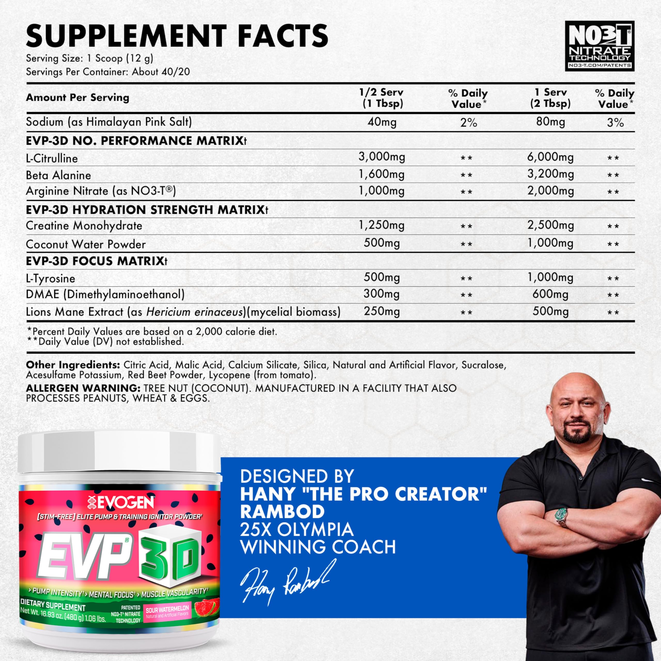EVP 3D scoop of powder ready to mix for a quick pre-workout boost.