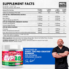 EVP 3D scoop of powder ready to mix for a quick pre-workout boost.