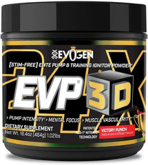 Evogen EVP 3D scoop image shows a sugar-free, stimulant-free pre workout ready for training