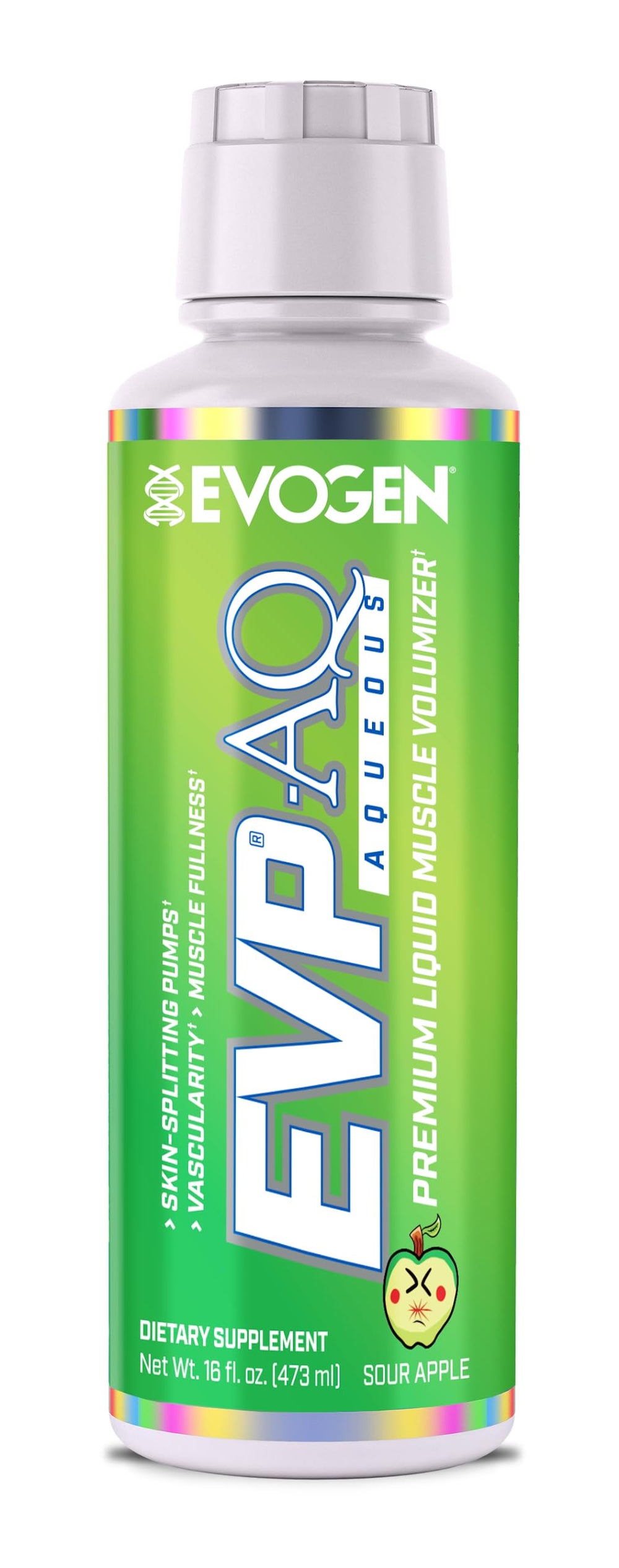 Evogen EVP AQ bottle closeup for improved hydration and muscle fullness during workouts
