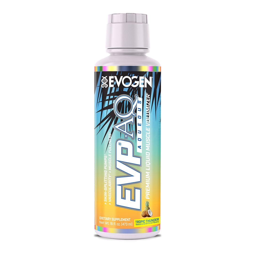 Evogen EVP AQ bottle front view showing hydration-focused pre-workout formula.