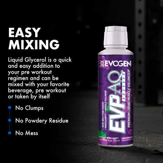Evogen EVP AQ pump-visual shows vascular-focused pre-workout benefits.